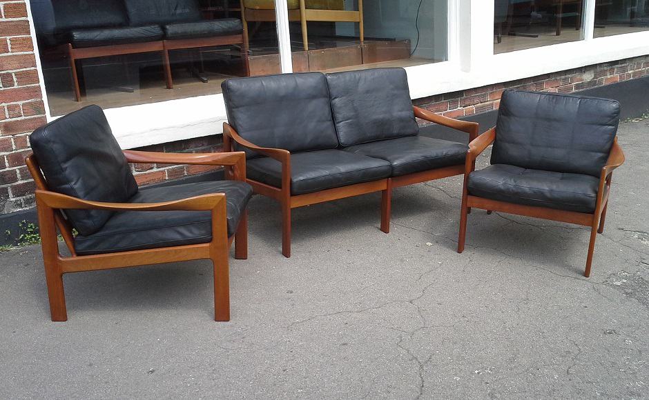 Illum Wikkelso teak sofa and chairs