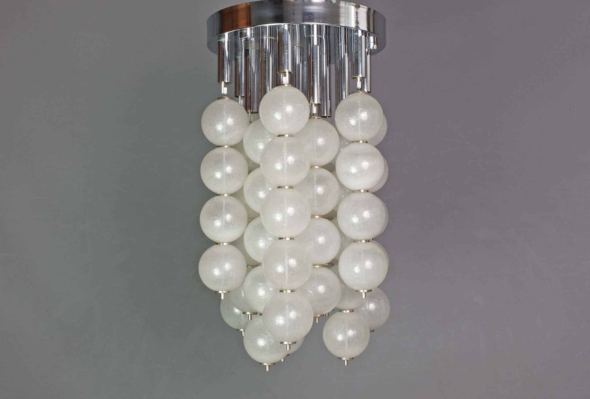 1960's Italian Murano Venini Pulegoso Glass Ceiling Light