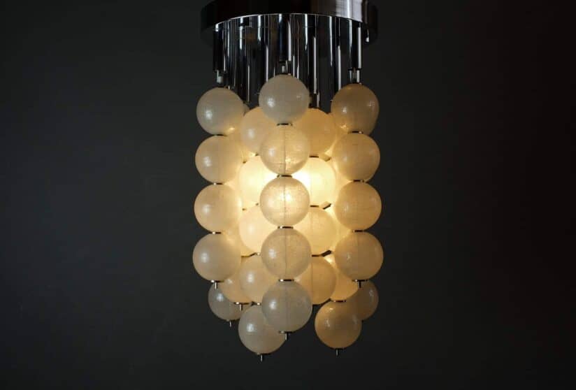 1960's Italian Murano Venini Pulegoso Glass Ceiling Light