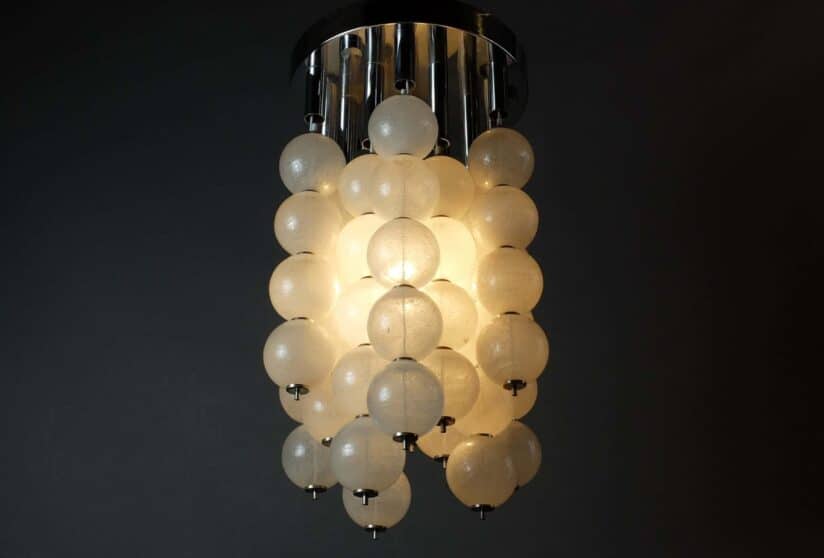 1960's Italian Murano Venini Pulegoso Glass Ceiling Light