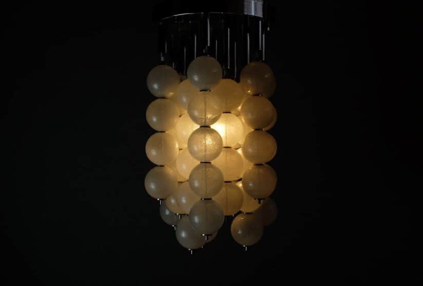 1960's Italian Murano Venini Pulegoso Glass Ceiling Light