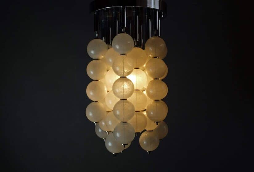 1960's Italian Murano Venini Pulegoso Glass Ceiling Light