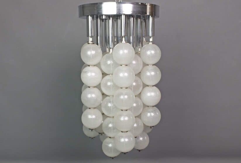 1960's Italian Murano Venini Pulegoso Glass Ceiling Light