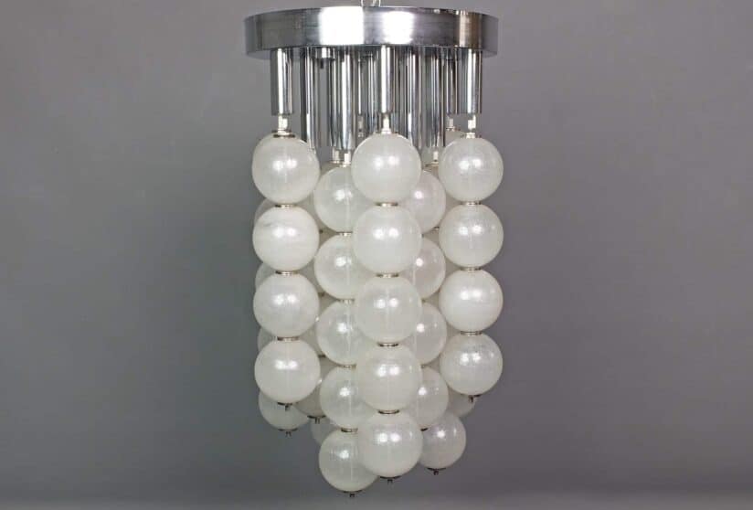 1960's Italian Murano Venini Pulegoso Glass Ceiling Light