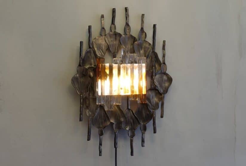 Tom Ahlstrom and Hans Ehrich Brutalist mid-century wall sconce A&E Leuchten