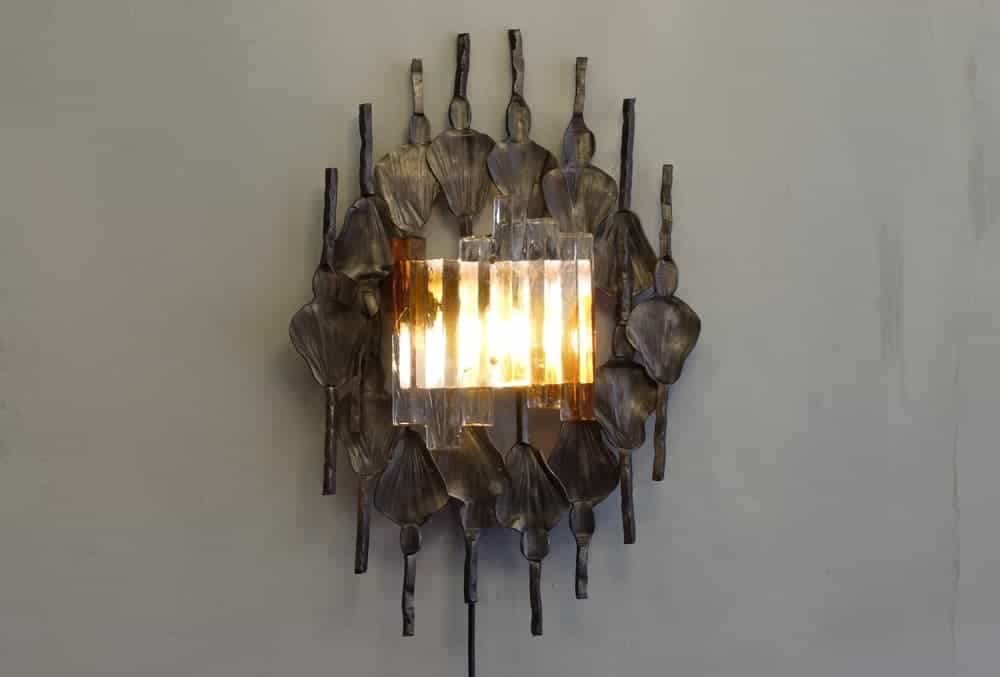 Tom Ahlstrom and Hans Ehrich Brutalist mid-century wall sconce A&E Leuchten