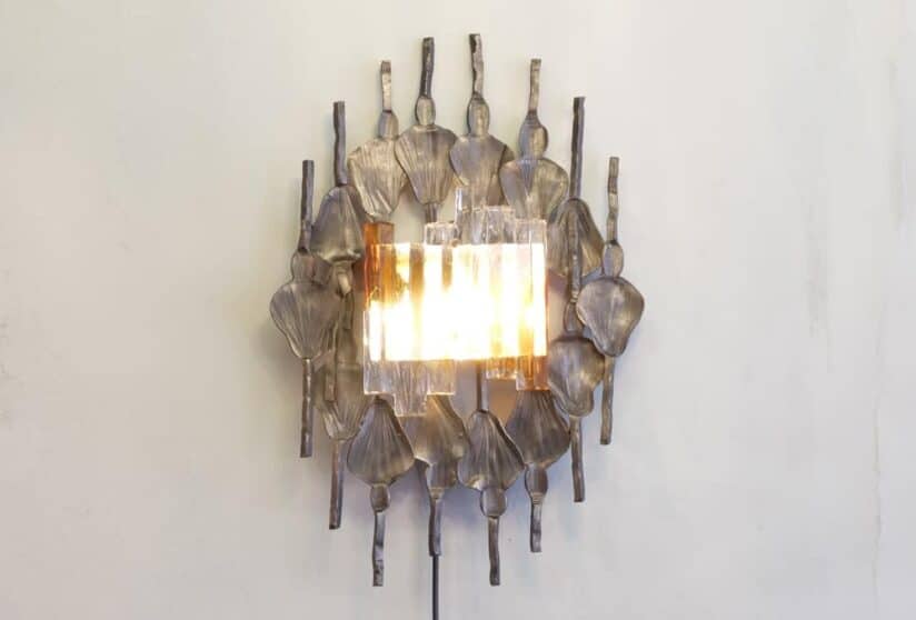Tom Ahlstrom and Hans Ehrich Brutalist mid-century wall sconce A&E Leuchten