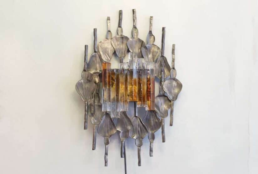 Tom Ahlstrom and Hans Ehrich Brutalist mid-century wall sconce A&E Leuchten