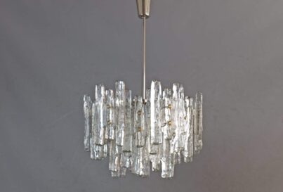 J T Kalmar Ice Glass Chandelier 1970