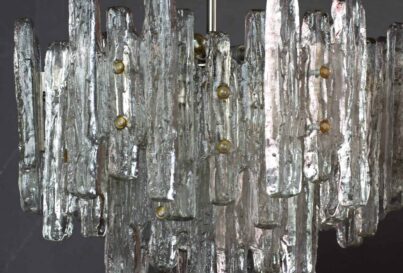 J T Kalmar Ice Glass Chandelier 1970