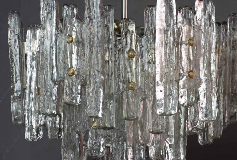 J T Kalmar Ice Glass Chandelier 1970