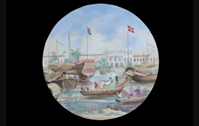 Anglo Chinese Harbour Scene Oil on Board